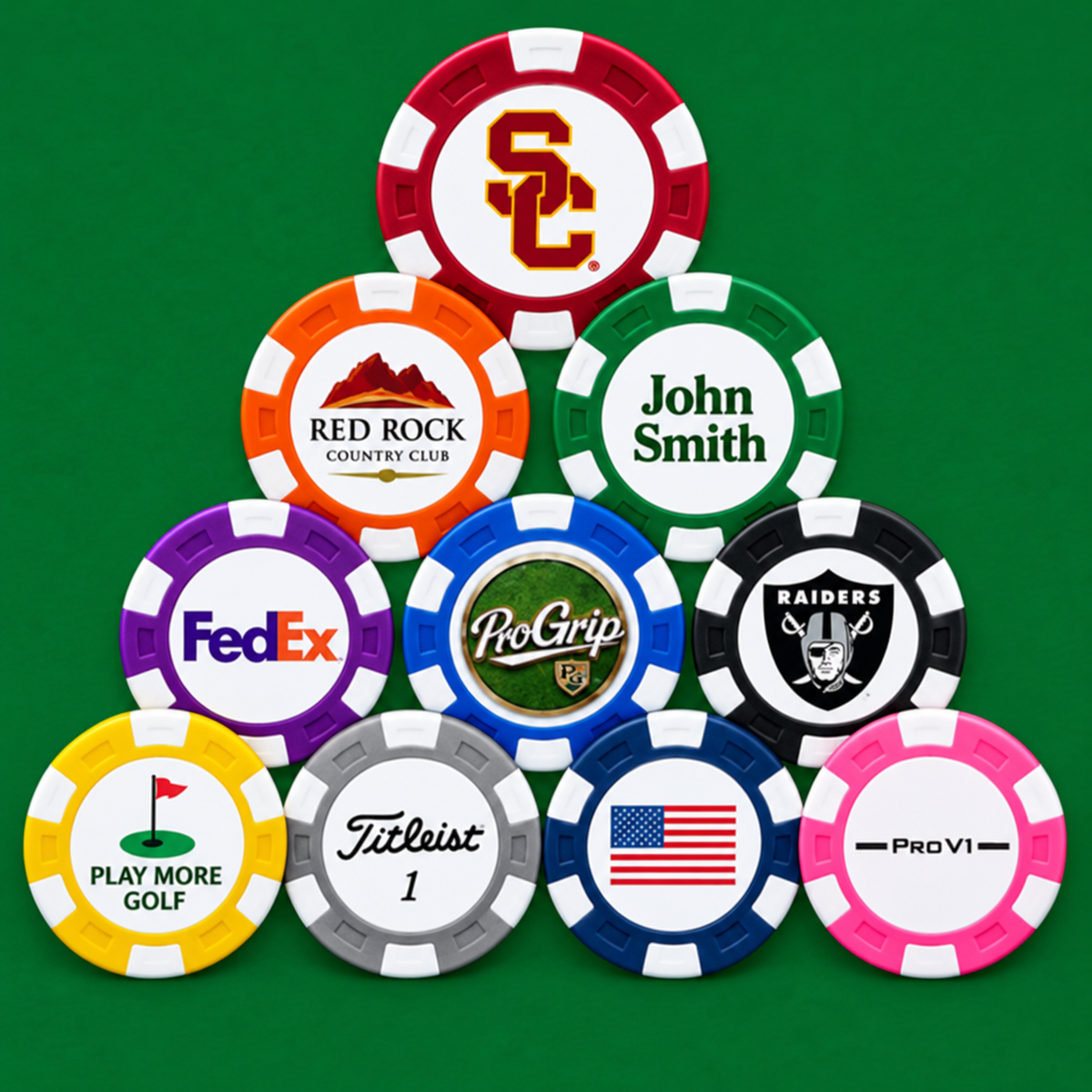 Poker Chip Golf Ball Markers Custom Printed